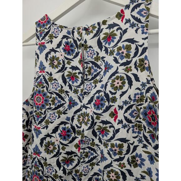 Ann Taylor Factory Linen Blend Tank Button Back Women's Small Beach Floral - Picture 3 of 7